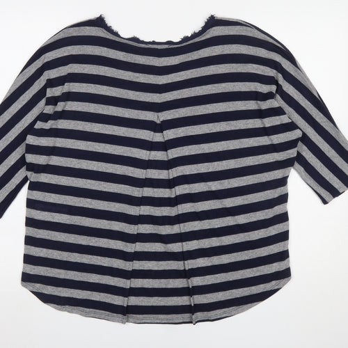 Phase Eight Women's Blue Striped 3/4 Sleeve Jersey Top Size 16