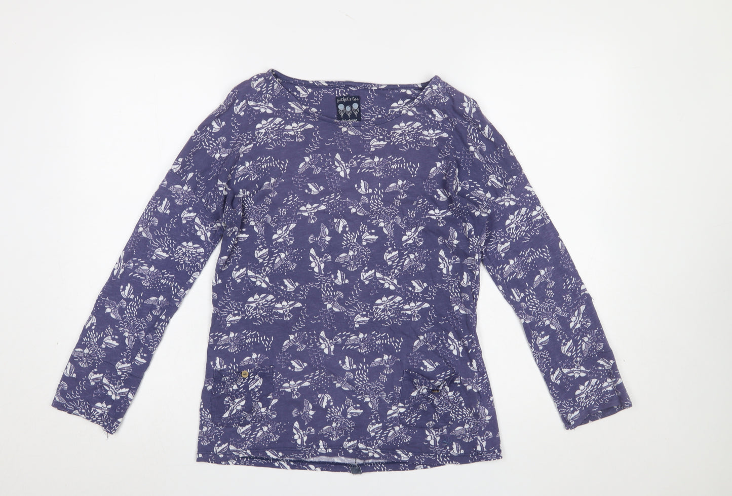 Mantaray Women’s Purple Floral Cotton Long Sleeve T-Shirt Size 12