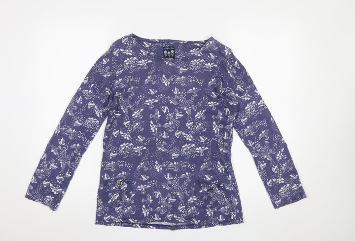 Mantaray Women’s Purple Floral Cotton Long Sleeve T-Shirt Size 12
