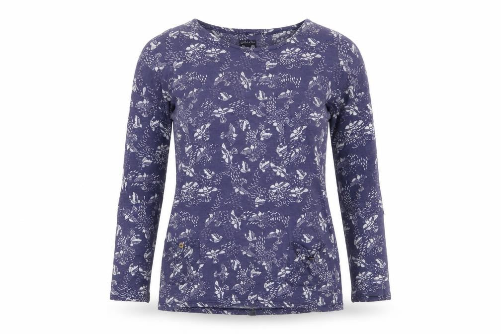 Mantaray Women’s Purple Floral Cotton Long Sleeve T-Shirt Size 12