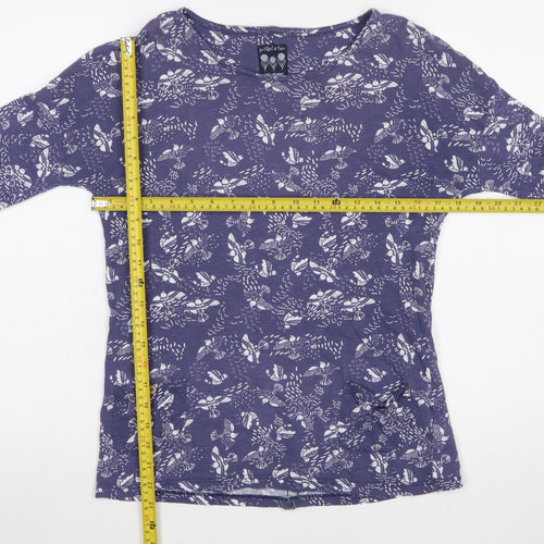 Mantaray Women’s Purple Floral Cotton Long Sleeve T-Shirt Size 12