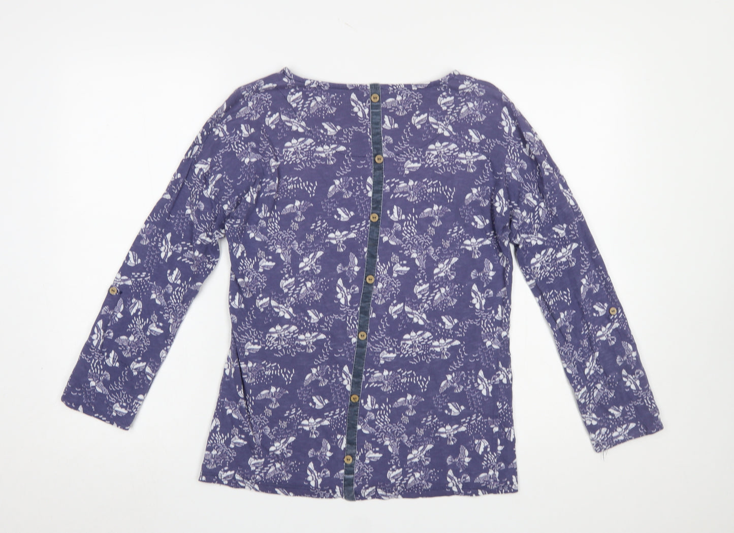 Mantaray Women’s Purple Floral Cotton Long Sleeve T-Shirt Size 12