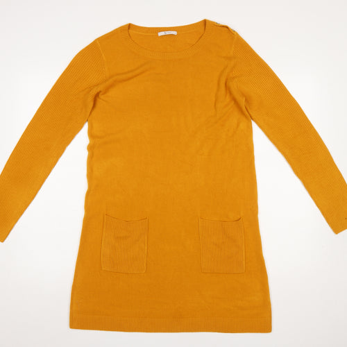 Tu Women’s Yellow Knit Long Sleeve Jumper Dress Size 12