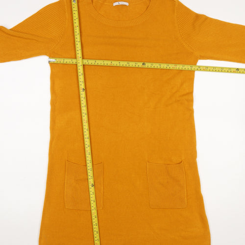Tu Women’s Yellow Knit Long Sleeve Jumper Dress Size 12