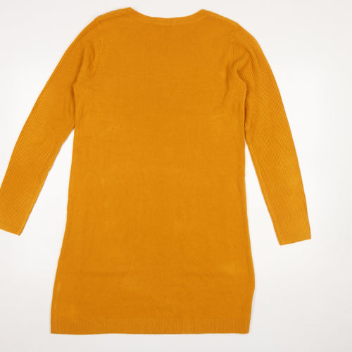 Tu Women’s Yellow Knit Long Sleeve Jumper Dress Size 12