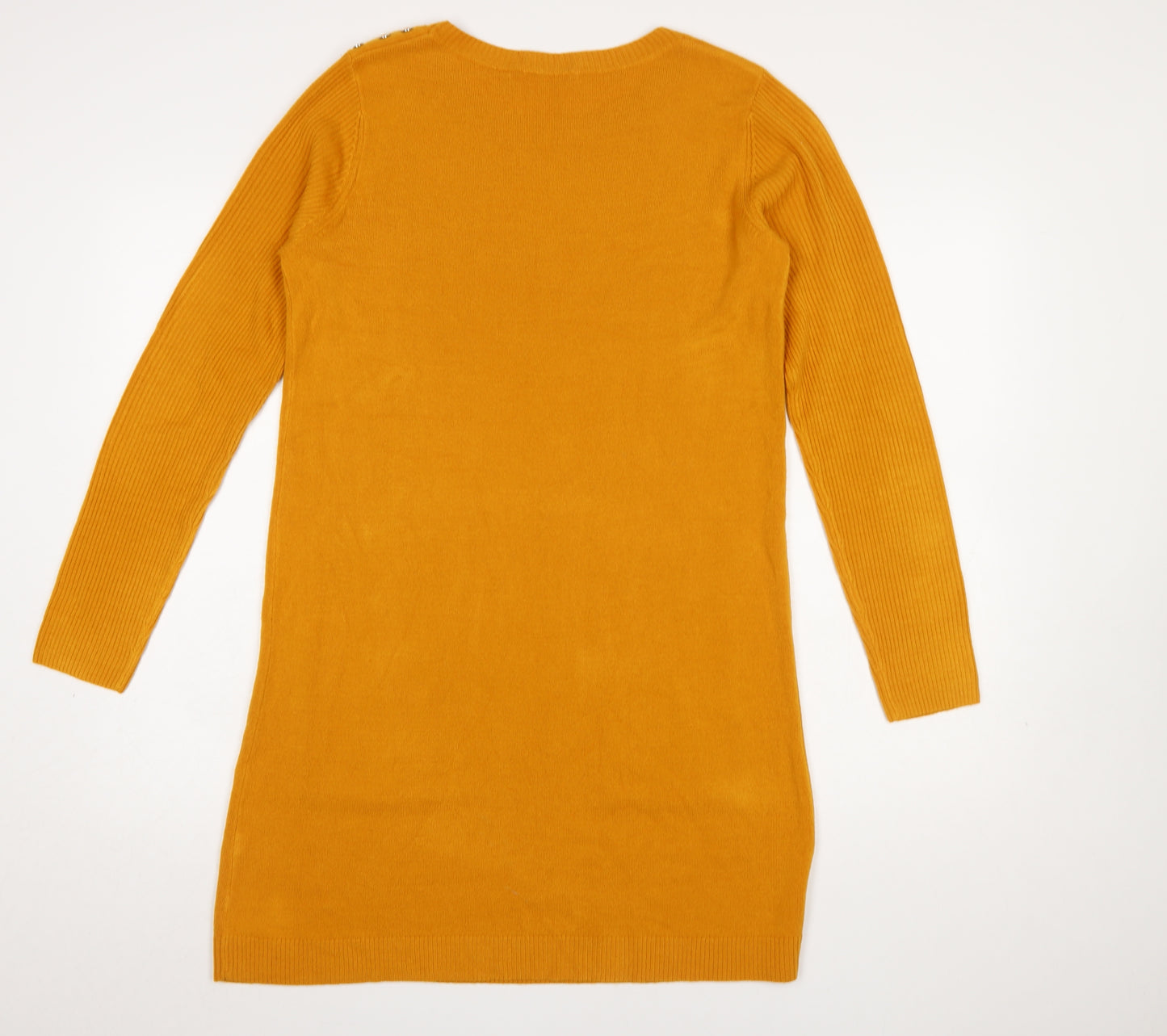 Tu Women’s Yellow Knit Long Sleeve Jumper Dress Size 12