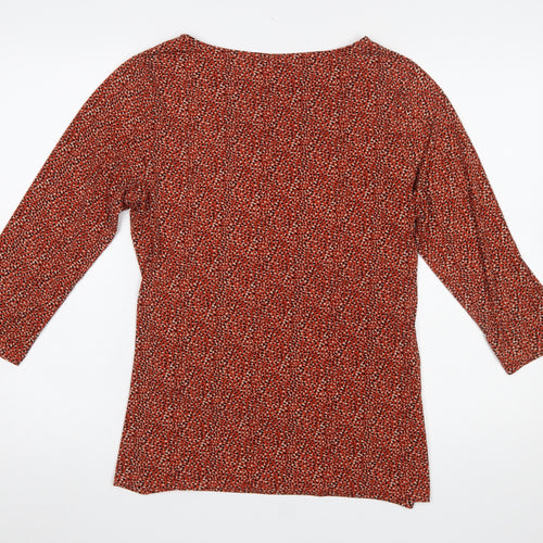 Tahari Women Red Animal Print L Tunic Stretch 3/4 Sleeve Blouse