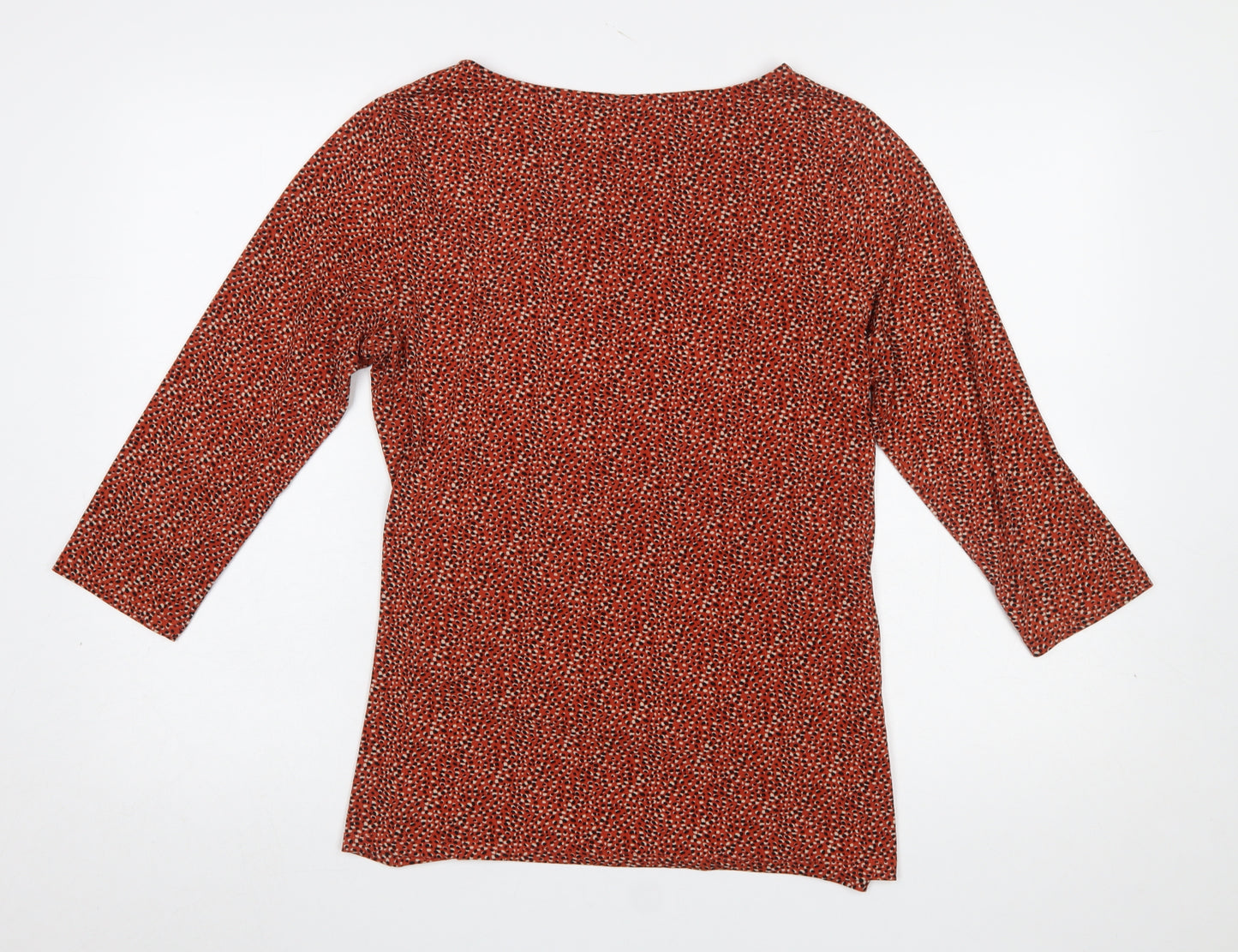 Tahari Women Red Animal Print L Tunic Stretch 3/4 Sleeve Blouse