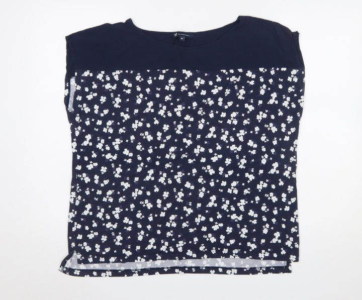 Crew Clothing Company Women's Blue Floral Blouse Size 18