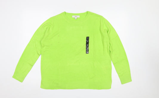 Marks and Spencer Women Green Size 14 Crew Neck Acrylic Jumper