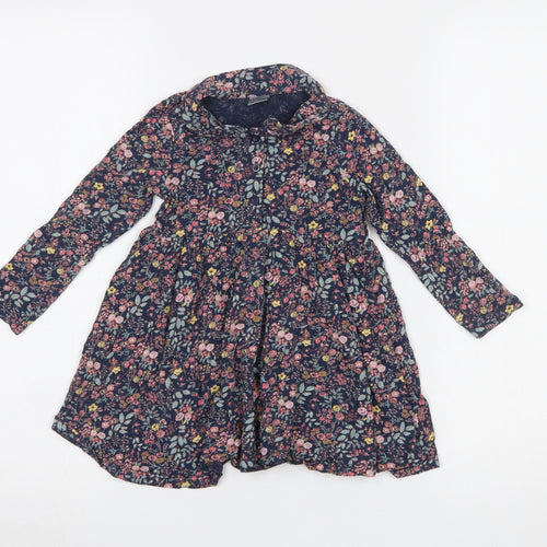 Next Girls Multicoloured Floral Cotton Shirt Dress 2 Years