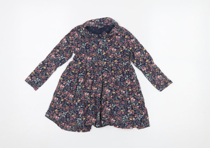 Next Girls Multicoloured Floral Cotton Shirt Dress 2 Years