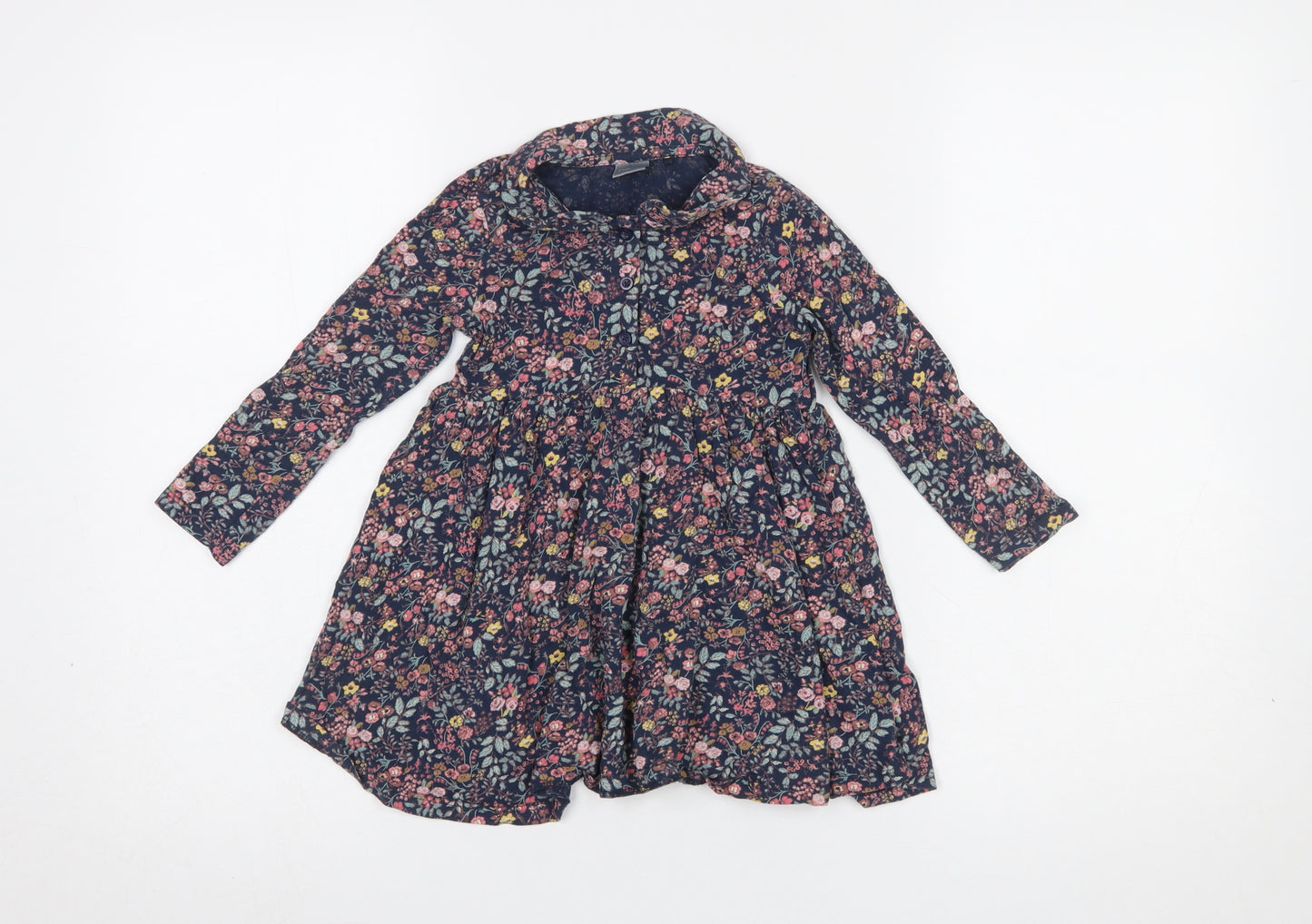 Next Girls Multicoloured Floral Cotton Shirt Dress 2 Years