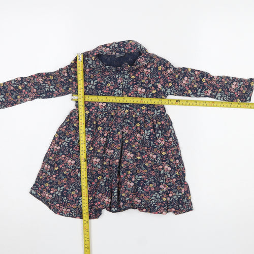 Next Girls Multicoloured Floral Cotton Shirt Dress 2 Years