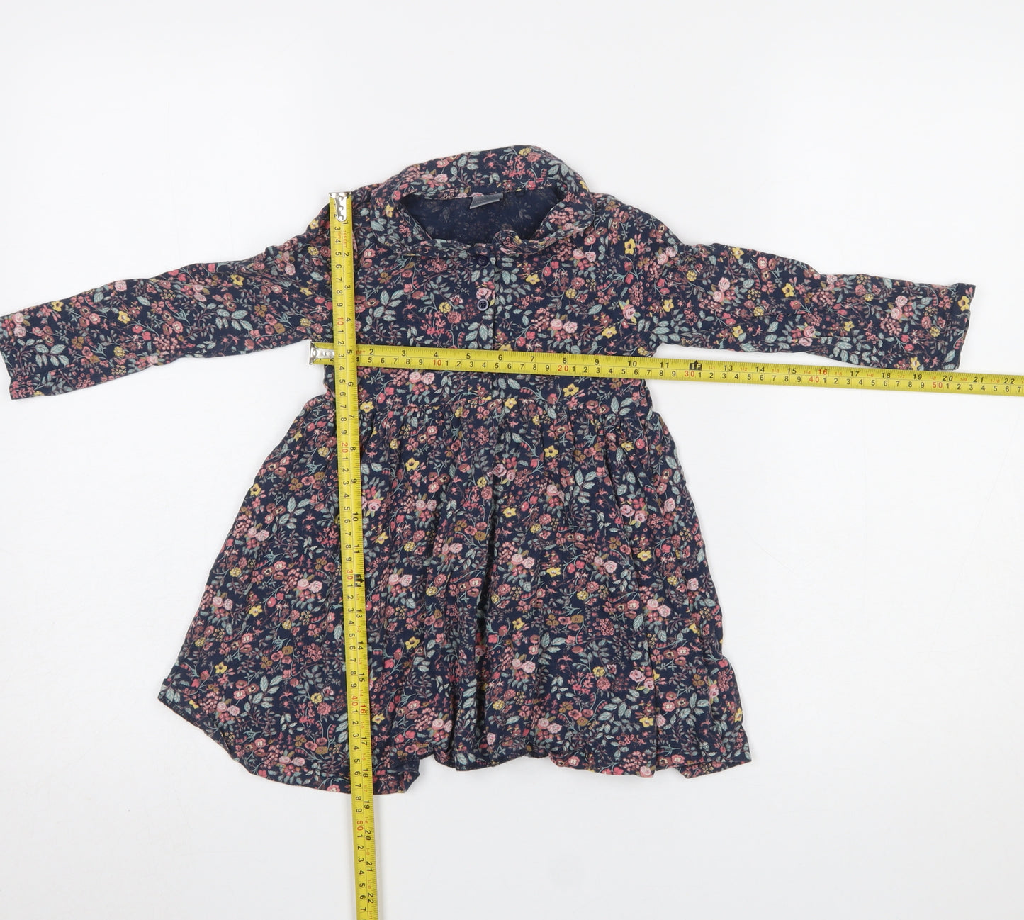 Next Girls Multicoloured Floral Cotton Shirt Dress 2 Years