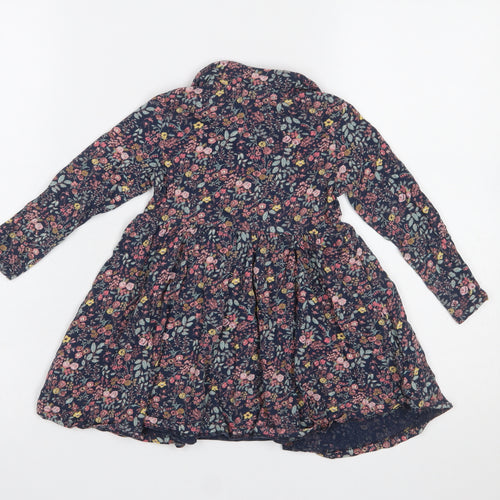 Next Girls Multicoloured Floral Cotton Shirt Dress 2 Years