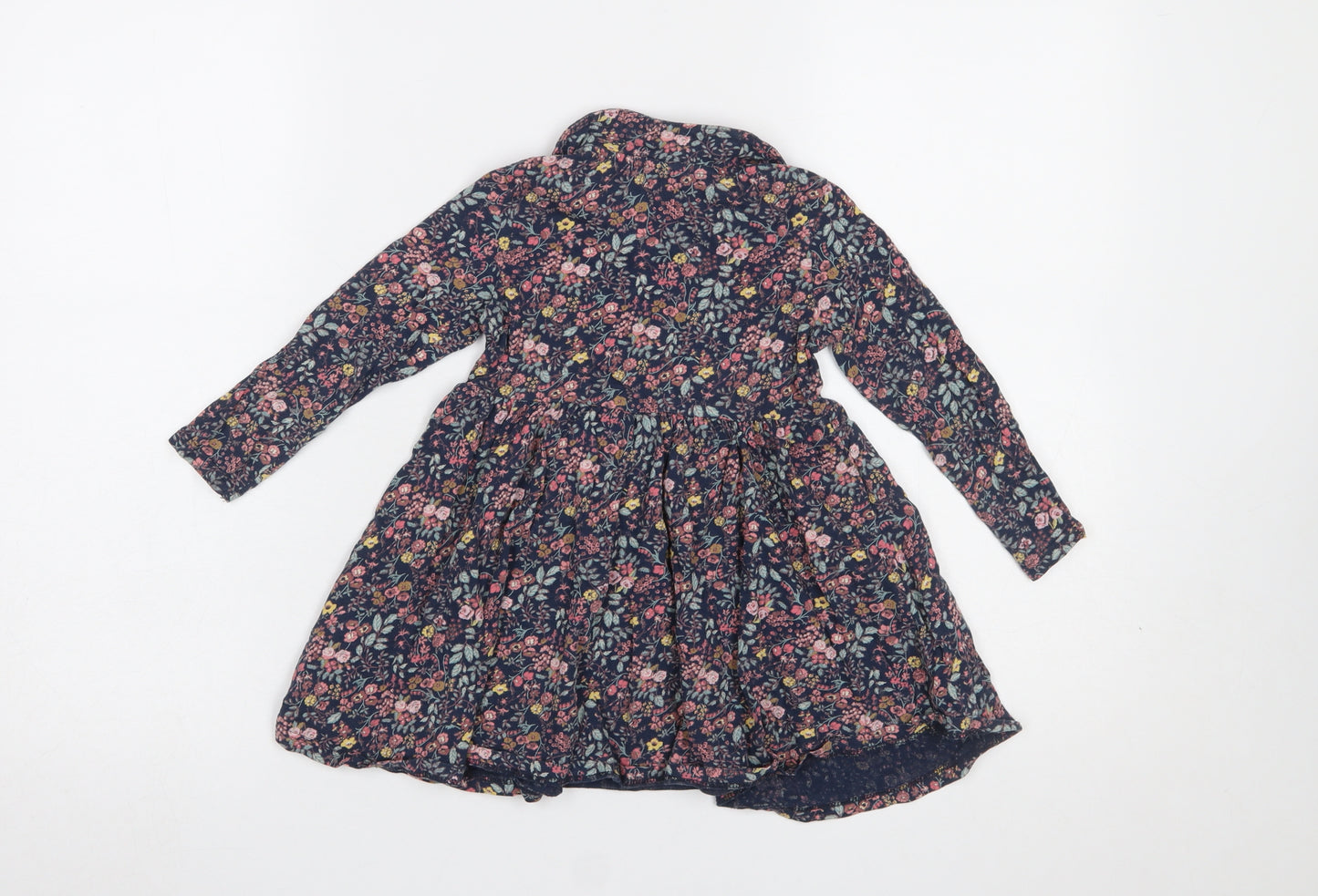 Next Girls Multicoloured Floral Cotton Shirt Dress 2 Years