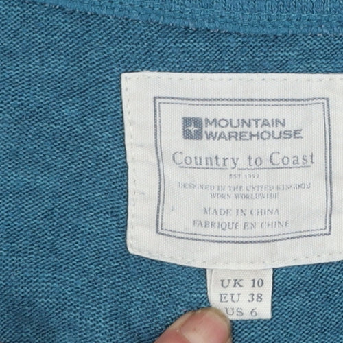 Mountain Warehouse Women Blue Long Sleeve Basic T-Shirt UK 10