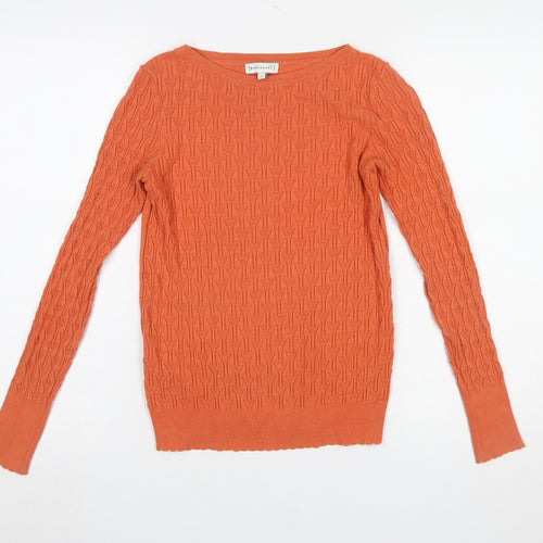 Warehouse Women’s Orange Cable Knit Pullover Jumper Size 6