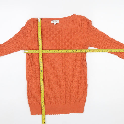 Warehouse Women’s Orange Cable Knit Pullover Jumper Size 6