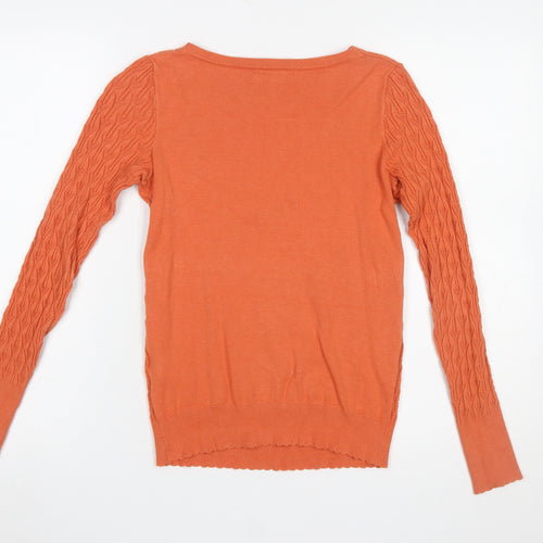 Warehouse Women’s Orange Cable Knit Pullover Jumper Size 6