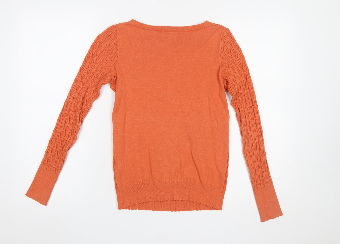 Warehouse Women’s Orange Cable Knit Pullover Jumper Size 6