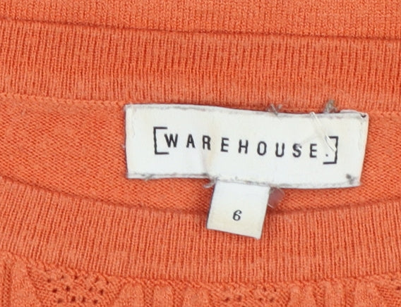 Warehouse Women’s Orange Cable Knit Pullover Jumper Size 6