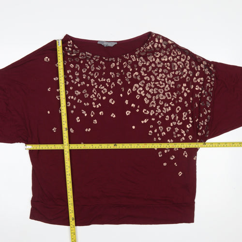 Principles Women Burgundy Animal Print Long Sleeve Tunic Top XL