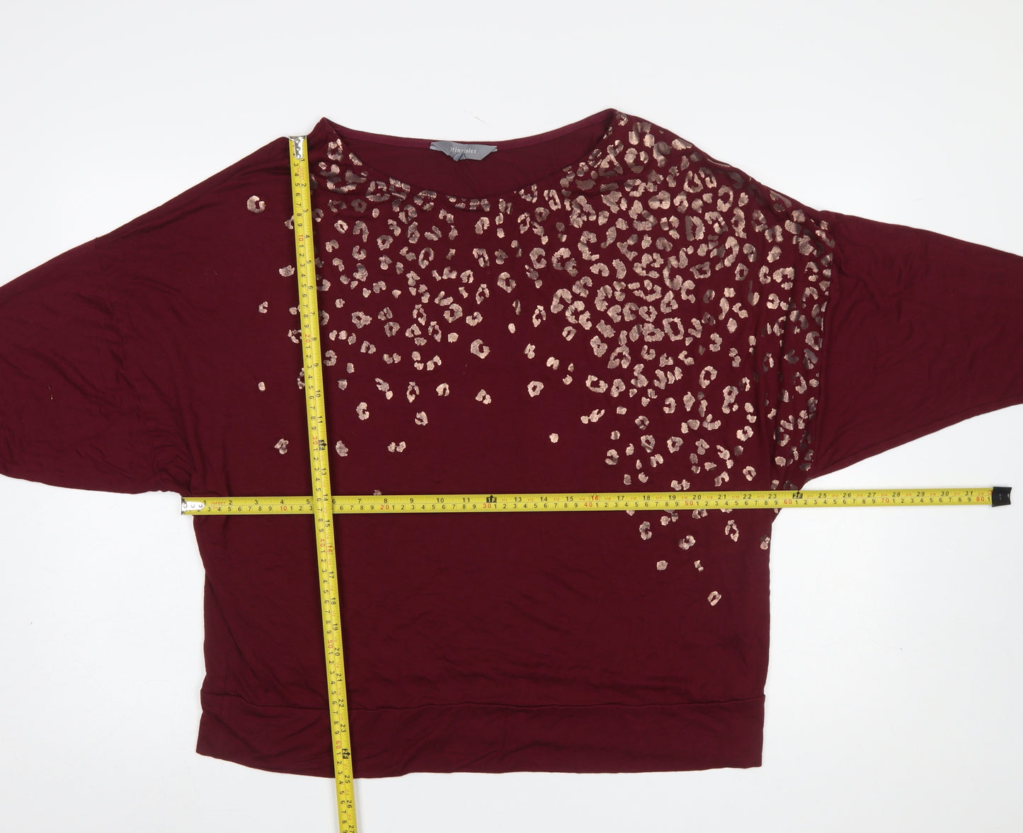 Principles Women Burgundy Animal Print Long Sleeve Tunic Top XL