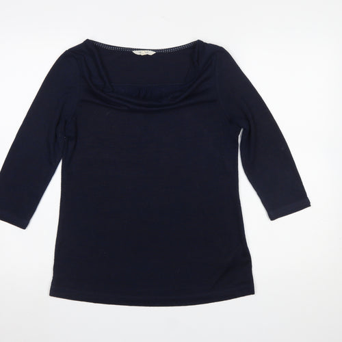 White Stuff Women's Blue Cowl Neck Jersey Blouse Size 10