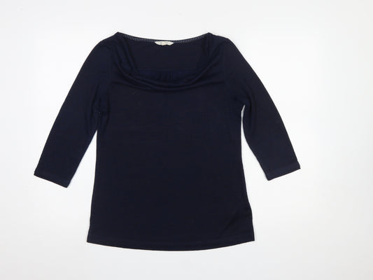 White Stuff Women's Blue Cowl Neck Jersey Blouse Size 10