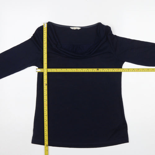 White Stuff Women's Blue Cowl Neck Jersey Blouse Size 10