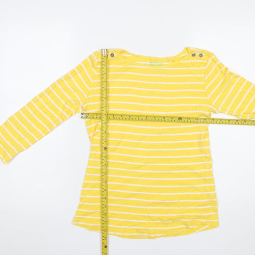 Tu Women's Yellow Striped 3/4 Sleeve Cotton Boat Neck T-Shirt Size 14