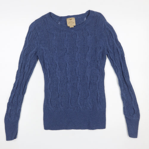 Aphorism Women's Blue Cable Knit Crew Neck Jumper Size L
