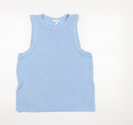 H&M Women Blue Sleeveless Knit Tank Top Size 12 Viscose Blend