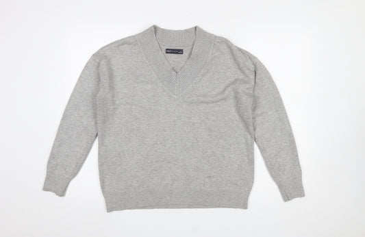 Marks and Spencer Womens Grey V-Neck Knit Jumper Medium