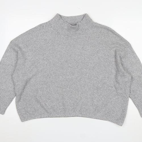 M&Co Petite Grey Mock Neck Knit Jumper Women’s Size 18