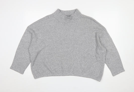 M&Co Petite Grey Mock Neck Knit Jumper Women’s Size 18