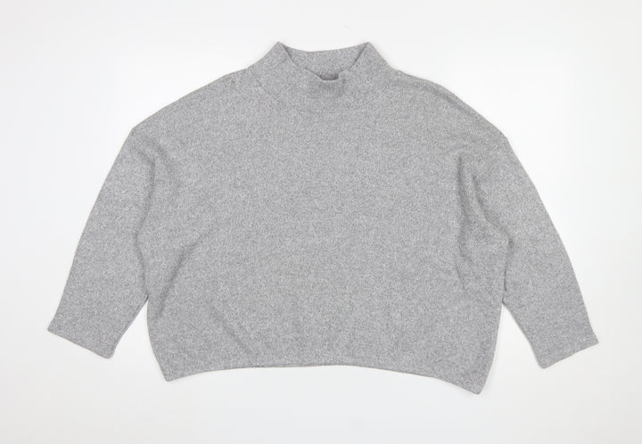 M&Co Petite Grey Mock Neck Knit Jumper Women’s Size 18