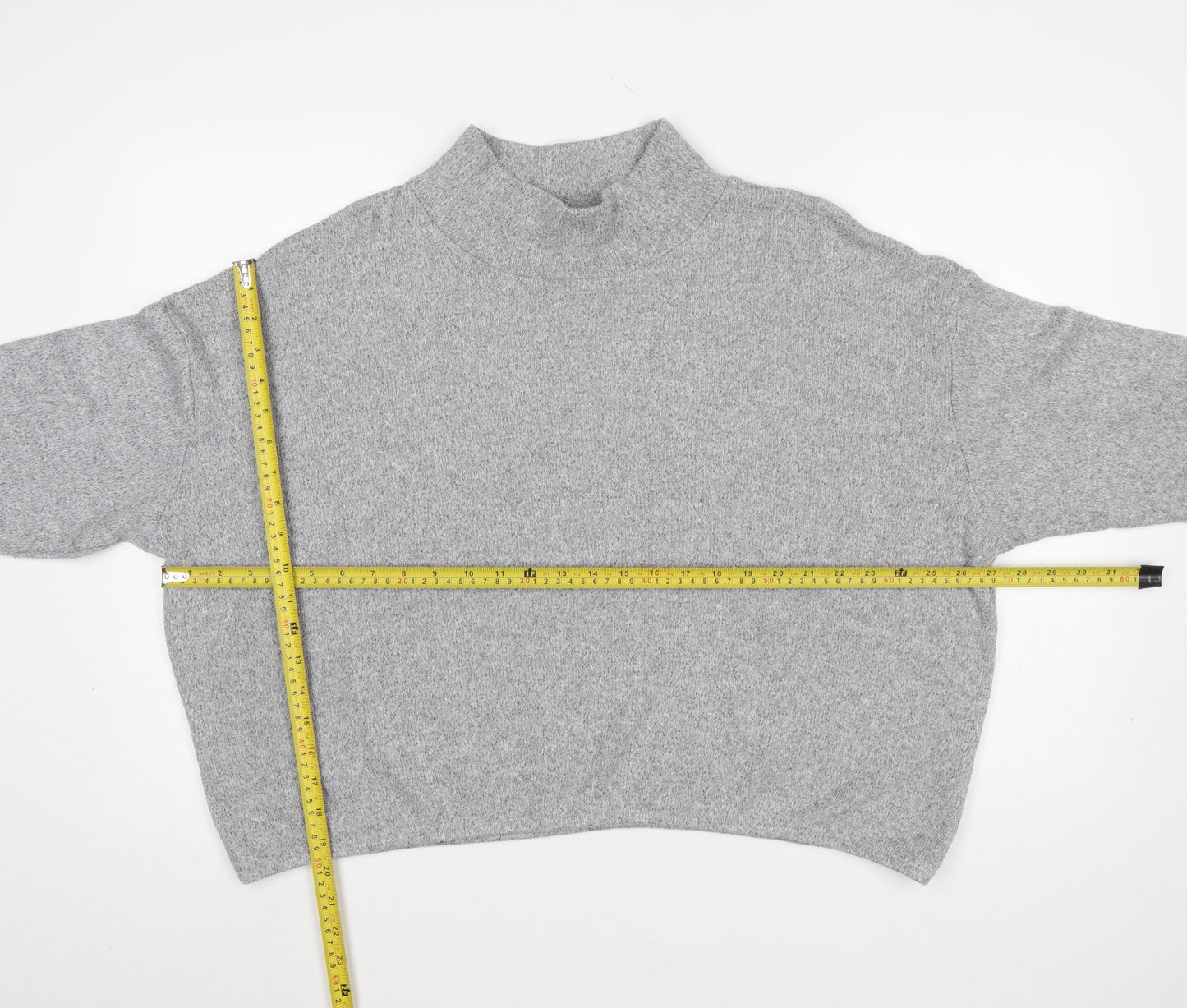 M&Co Petite Grey Mock Neck Knit Jumper Women’s Size 18