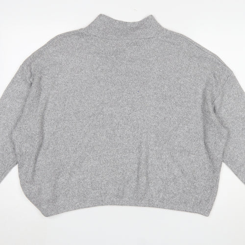 M&Co Petite Grey Mock Neck Knit Jumper Women’s Size 18