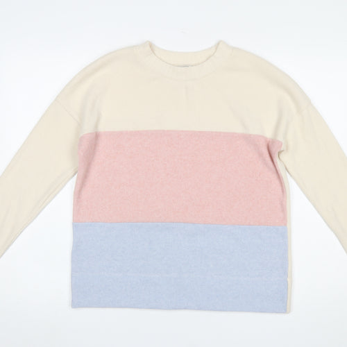 Tu Womens Multicoloured Crew Neck Knit Pullover Jumper Size 8