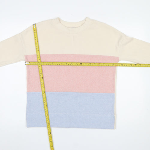 Tu Womens Multicoloured Crew Neck Knit Pullover Jumper Size 8