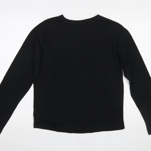 Next Women Black Sequin Long Sleeve T-Shirt Size 8 Cotton