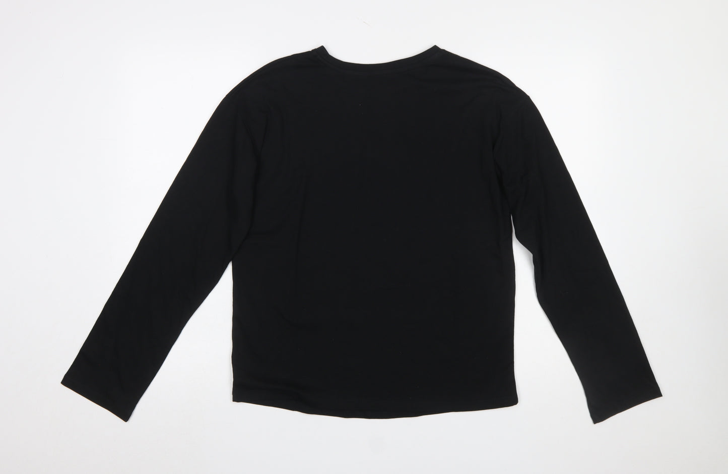 Next Women Black Sequin Long Sleeve T-Shirt Size 8 Cotton