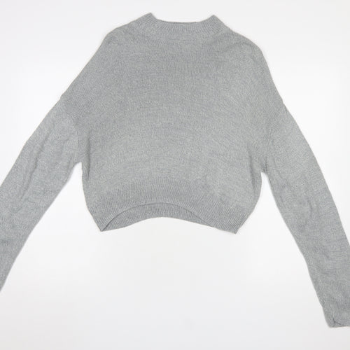 H&M Divided Women's Grey Mock Neck Knit Pullover Jumper Size 8