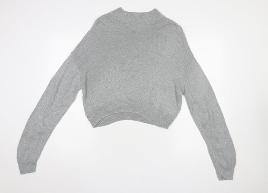 H&M Divided Women's Grey Mock Neck Knit Pullover Jumper Size 8