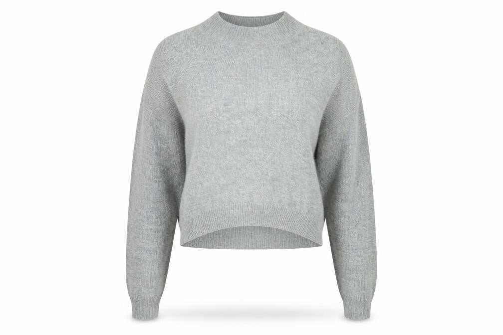 Front view of H&M Divided Women's Grey Mock Neck Knit jumper, size 8