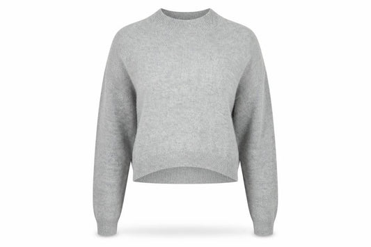 Front view of H&M Divided Women's Grey Mock Neck Knit jumper, size 8