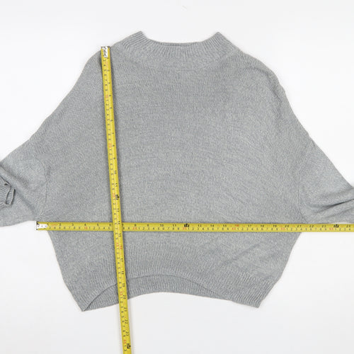H&M Divided Women's Grey Mock Neck Knit Pullover Jumper Size 8